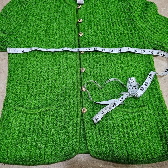 Vintage Doncaster Acrylic Cardigan Sweater Lime Green Gold Tone Buttons Size S - Picture 3 of 5